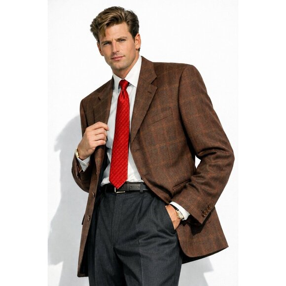 vintage 90s SAMUELSOHN jacket blazer sport coat plaid wool cashmere italy 42R